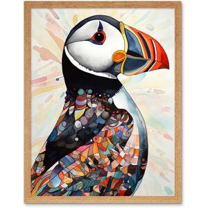 Artery8 Wall Art Print Multicolour Pattern Feather Puffin Bird Folk Art Framed in Light Oak Size: W12" x H16" Light Oak W12" x H16" Artery8 Wall Art Print Multicolour Pattern Feather Puffin Bird Folk Art Framed in Light Oak Size: W12" x H16" Light Oak W12" x H16"