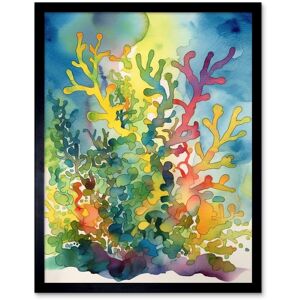 Artery8 Wall Art Print Staghorn Coral Reef Folk Art Framed in Black Size: W12" x H16" Black W12" x H16" Artery8 Wall Art Print Staghorn Coral Reef Folk Art Framed in Black Size: W12" x H16" Black W12" x H16"
