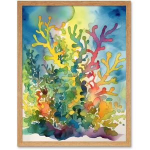 Artery8 Wall Art Print Staghorn Coral Reef Folk Art Framed in Light Oak Size: W12" x H16" Light Oak W12" x H16" Artery8 Wall Art Print Staghorn Coral Reef Folk Art Framed in Light Oak Size: W12" x H16" Light Oak W12" x H16"
