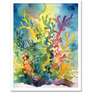 Artery8 Wall Art Print Staghorn Coral Reef Folk Art Framed in White Size: W12" x H16" White W12" x H16" Artery8 Wall Art Print Staghorn Coral Reef Folk Art Framed in White Size: W12" x H16" White W12" x H16"