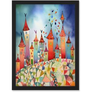 Artery8 Celebration Day Cityscape Processional Street Folk Art Watercolour Painting Artwork Framed Wall Art Print A4 in Black Black Artery8 Celebration Day Cityscape Processional Street Folk Art Watercolour Painting Artwork Framed Wall Art Print A4 in Black Black