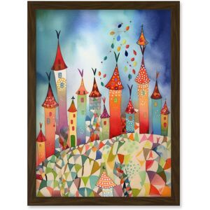 Artery8 Celebration Day Cityscape Processional Street Folk Art Watercolour Painting Artwork Framed Wall Art Print A4 in Brown Brown Artery8 Celebration Day Cityscape Processional Street Folk Art Watercolour Painting Artwork Framed Wall Art Print A4 in Brown Brown