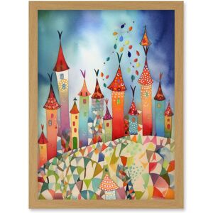 Artery8 Celebration Day Cityscape Processional Street Folk Art Watercolour Painting Artwork Framed Wall Art Print A4 in Light Oak Light Oak Artery8 Celebration Day Cityscape Processional Street Folk Art Watercolour Painting Artwork Framed Wall Art Print A4 in Light Oak Light Oak
