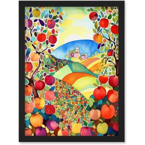 Artery8 Apple Tree Orchard Fields In Summer Folk Art Landscape Watercolour Painting Artwork Framed Wall Art Print A4 in Black Black Artery8 Apple Tree Orchard Fields In Summer Folk Art Landscape Watercolour Painting Artwork Framed Wall Art Print A4 in Black Black