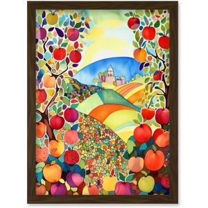 Artery8 Apple Tree Orchard Fields In Summer Folk Art Landscape Watercolour Painting Artwork Framed Wall Art Print A4 in Brown Brown Artery8 Apple Tree Orchard Fields In Summer Folk Art Landscape Watercolour Painting Artwork Framed Wall Art Print A4 in Brown Brown