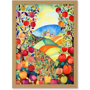 Artery8 Apple Tree Orchard Fields In Summer Folk Art Landscape Watercolour Painting Artwork Framed Wall Art Print A4 in Light Oak Light Oak Artery8 Apple Tree Orchard Fields In Summer Folk Art Landscape Watercolour Painting Artwork Framed Wall Art Print A4 in Light Oak Light Oak