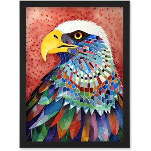 Artery8 Bald Eagle Bird With Multicoloured Feathers Folk Art Watercolour Painting Artwork Framed Wall Art Print A4 in Black Black Artery8 Bald Eagle Bird With Multicoloured Feathers Folk Art Watercolour Painting Artwork Framed Wall Art Print A4 in Black Black