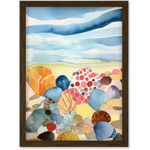 Artery8 Seaside Beachcombing Colourful Seashells & Beach Pebbles Watercolour Painting Artwork Framed Wall Art Print A4 in Brown Brown Artery8 Seaside Beachcombing Colourful Seashells & Beach Pebbles Watercolour Painting Artwork Framed Wall Art Print A4 in Brown Brown