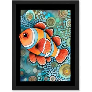 Artery8 Clownfish In Coral Patterns Folk Art Watercolour Painting Artwork Framed Wall Art Print A4 in Black Black Artery8 Clownfish In Coral Patterns Folk Art Watercolour Painting Artwork Framed Wall Art Print A4 in Black Black