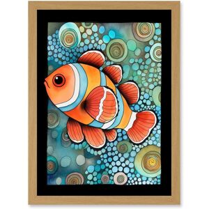 Artery8 Clownfish In Coral Patterns Folk Art Watercolour Painting Artwork Framed Wall Art Print A4 in Light Oak Light Oak Artery8 Clownfish In Coral Patterns Folk Art Watercolour Painting Artwork Framed Wall Art Print A4 in Light Oak Light Oak
