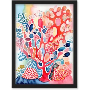 Artery8 Pink & Blue Coral Folk Art Watercolour Painting Artwork Framed Wall Art Print A4 in Black Black Artery8 Pink & Blue Coral Folk Art Watercolour Painting Artwork Framed Wall Art Print A4 in Black Black