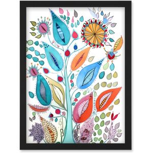 Artery8 Embroidery Style Flowers Folk Art Watercolour Painting Artwork Framed Wall Art Print A4 in Black Black Artery8 Embroidery Style Flowers Folk Art Watercolour Painting Artwork Framed Wall Art Print A4 in Black Black