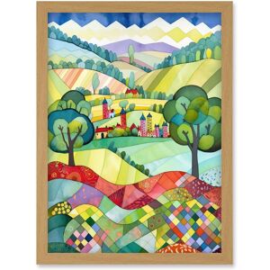 Artery8 English Countryside Rural Landscape Folk Art Watercolour Painting Artwork Framed Wall Art Print A4 in Light Oak Light Oak Artery8 English Countryside Rural Landscape Folk Art Watercolour Painting Artwork Framed Wall Art Print A4 in Light Oak Light Oak