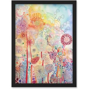 Artery8 Lace Pattern Flowers Multicoloured Folk Art Watercolour Painting Artwork Framed Wall Art Print A4 in Black Black Artery8 Lace Pattern Flowers Multicoloured Folk Art Watercolour Painting Artwork Framed Wall Art Print A4 in Black Black