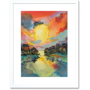 Artery8 Wall Art Print Atmospheric Clouds Over Mono Lake Fishing Village at Dawn Modern Watercolour Painting Artwork Framed 9X7 Inch White W7" x H9" Artery8 Wall Art Print Atmospheric Clouds Over Mono Lake Fishing Village at Dawn Modern Watercolour Painting Artwork Framed 9X7 Inch White W7" x H9"