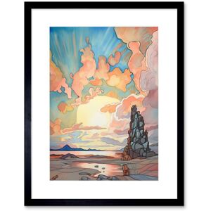 Artery8 Wall Art Print Atmospheric Clouds Over Mono Lake at Dawn Lakeside Rock Landscape Modern Watercolour Painting Artwork Framed 9X7 Inch Black W7" x H9" Artery8 Wall Art Print Atmospheric Clouds Over Mono Lake at Dawn Lakeside Rock Landscape Modern Watercolour Painting Artwork Framed 9X7 Inch Black W7" x H9"