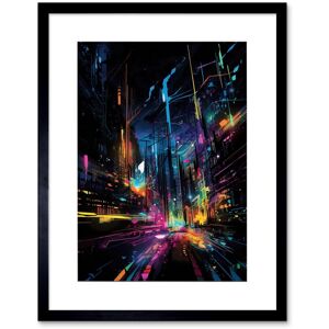 Artery8 Wall Art Print New York City at Night Modern Abstract Neon Contrast Painting Artwork Framed 9X7 Inch in Black Size: W7" x H9" Black W7" x H9" Artery8 Wall Art Print New York City at Night Modern Abstract Neon Contrast Painting Artwork Framed 9X7 Inch in Black Size: W7" x H9" Black W7" x H9"