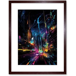 Artery8 Wall Art Print New York City at Night Modern Abstract Neon Contrast Painting Artwork Framed 9X7 Inch in Brown Size: W7" x H9" Brown W7" x H9" Artery8 Wall Art Print New York City at Night Modern Abstract Neon Contrast Painting Artwork Framed 9X7 Inch in Brown Size: W7" x H9" Brown W7" x H9"