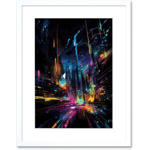 Artery8 Wall Art Print New York City at Night Modern Abstract Neon Contrast Painting Artwork Framed 9X7 Inch in White Size: W7" x H9" White W7" x H9" Artery8 Wall Art Print New York City at Night Modern Abstract Neon Contrast Painting Artwork Framed 9X7 Inch in White Size: W7" x H9" White W7" x H9"
