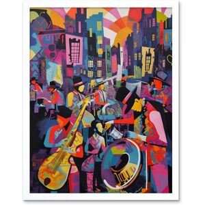 Artery8 Wall Art Print New Orleans Jazz Festival Street Musicians Playing Music City at Sunset Abstract Modern Painting Art Framed White W12" x H16" Artery8 Wall Art Print New Orleans Jazz Festival Street Musicians Playing Music City at Sunset Abstract Modern Painting Art Framed White W12" x H16"