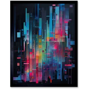 Artery8 Wall Art Print Modern Abstract Geometric Neon Lines Cityscape Painting Art Framed in Black Size: W12" x H16" Black W12" x H16" Artery8 Wall Art Print Modern Abstract Geometric Neon Lines Cityscape Painting Art Framed in Black Size: W12" x H16" Black W12" x H16"