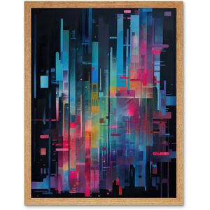 Artery8 Wall Art Print Modern Abstract Geometric Neon Lines Cityscape Painting Art Framed in Light Oak Size: W12" x H16" Light Oak W12" x H16" Artery8 Wall Art Print Modern Abstract Geometric Neon Lines Cityscape Painting Art Framed in Light Oak Size: W12" x H16" Light Oak W12" x H16"