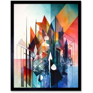 Artery8 Wall Art Print Fractal Light Shapes Low Polygon Abstract Rainbow Modern Watercolour Painting Art Framed in Black Size: W12" x H16" Black W12" x H16" Artery8 Wall Art Print Fractal Light Shapes Low Polygon Abstract Rainbow Modern Watercolour Painting Art Framed in Black Size: W12" x H16" Black W12" x H16"