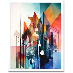 Artery8 Wall Art Print Fractal Light Shapes Low Polygon Abstract Rainbow Modern Watercolour Painting Art Framed in White Size: W12" x H16" White W12" x H16" Artery8 Wall Art Print Fractal Light Shapes Low Polygon Abstract Rainbow Modern Watercolour Painting Art Framed in White Size: W12" x H16" White W12" x H16"