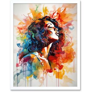 Artery8 Wall Art Print Woman with Synesthesia Listening to Rainbow Colour Music Modern Watercolour Painting Art Framed in White Size: W12" x H16" White W12" x H16" Artery8 Wall Art Print Woman with Synesthesia Listening to Rainbow Colour Music Modern Watercolour Painting Art Framed in White Size: W12" x H16" White W12" x H16"
