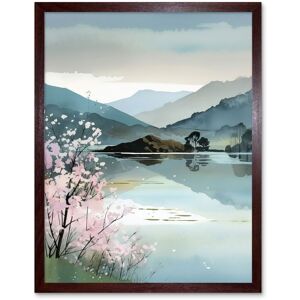 Artery8 Wall Art Print Lakeside Landscape with Cherry Blossom Tree Modern Watercolour Painting Art Framed in Brown Size: W12" x H16" Brown W12" x H16" Artery8 Wall Art Print Lakeside Landscape with Cherry Blossom Tree Modern Watercolour Painting Art Framed in Brown Size: W12" x H16" Brown W12" x H16"