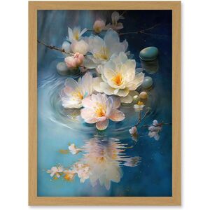 Artery8 - Fallen Cherry Blossom Flower Water Ripples - Light Oak - A4 - Wall Art Artery8 - Fallen Cherry Blossom Flower Water Ripples - Light Oak - A4 - Wall Art