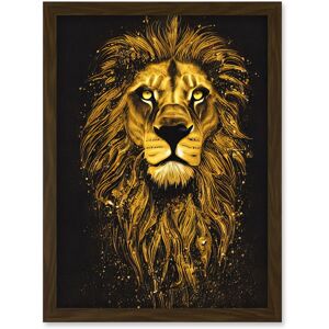 Artery8 King Of The Pride Male Lion Golden Mane Painting Gustav Dore Style Black & Gold Artwork Framed Wall Art Print A4 in Brown Brown Artery8 King Of The Pride Male Lion Golden Mane Painting Gustav Dore Style Black & Gold Artwork Framed Wall Art Print A4 in Brown Brown