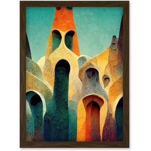 Artery8 Colourful Modern Painting Gaudi Style Architecture Sagrada Familia Artwork Framed Wall Art Print A4 in Brown Brown Artery8 Colourful Modern Painting Gaudi Style Architecture Sagrada Familia Artwork Framed Wall Art Print A4 in Brown Brown