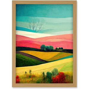 Artery8 Four Seasons Colourful Modern Country Landscape Painting Artwork Framed Wall Art Print A4 in Light Oak Light Oak Artery8 Four Seasons Colourful Modern Country Landscape Painting Artwork Framed Wall Art Print A4 in Light Oak Light Oak