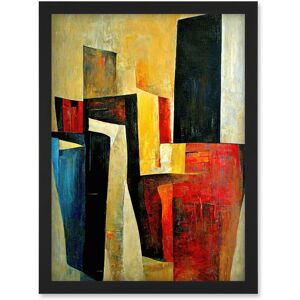 Artery8 Bold Modern Abstract Cubism Acrylic Painting Artwork Framed Wall Art Print A4 in Black Black Artery8 Bold Modern Abstract Cubism Acrylic Painting Artwork Framed Wall Art Print A4 in Black Black