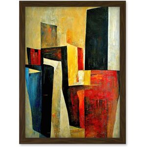 Artery8 Bold Modern Abstract Cubism Acrylic Painting Artwork Framed Wall Art Print A4 in Brown Brown Artery8 Bold Modern Abstract Cubism Acrylic Painting Artwork Framed Wall Art Print A4 in Brown Brown
