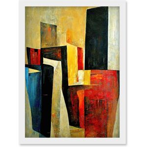 Artery8 Bold Modern Abstract Cubism Acrylic Painting Artwork Framed Wall Art Print A4 in White White Artery8 Bold Modern Abstract Cubism Acrylic Painting Artwork Framed Wall Art Print A4 in White White