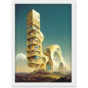 Artery8 Surrealism Modern Architecture Palace Artwork Framed Wall Art Print A4 in White White Artery8 Surrealism Modern Architecture Palace Artwork Framed Wall Art Print A4 in White White