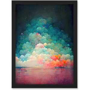 Artery8 Beach Sunset In Bubble Clouds Dreamy Surreal Abstract Artwork Framed Wall Art Print A4 in Black Black Artery8 Beach Sunset In Bubble Clouds Dreamy Surreal Abstract Artwork Framed Wall Art Print A4 in Black Black