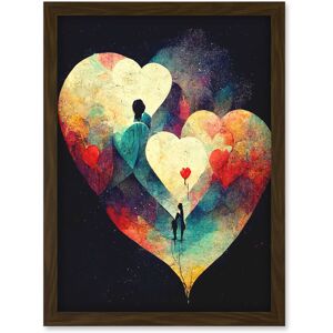 Artery8 Abstract Love Hearts Night Sky Painting Modern Artwork Framed Wall Art Print A4 in Brown Brown Artery8 Abstract Love Hearts Night Sky Painting Modern Artwork Framed Wall Art Print A4 in Brown Brown