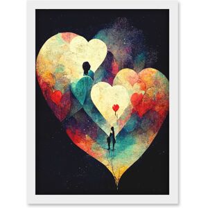 Artery8 Abstract Love Hearts Night Sky Painting Modern Artwork Framed Wall Art Print A4 in White White Artery8 Abstract Love Hearts Night Sky Painting Modern Artwork Framed Wall Art Print A4 in White White