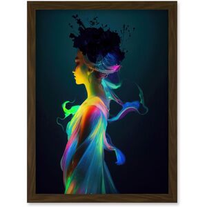 Artery8 Nature Fairy In Colourful Fluorescent Light Dress Artwork Framed Wall Art Print A4 in Brown Brown Artery8 Nature Fairy In Colourful Fluorescent Light Dress Artwork Framed Wall Art Print A4 in Brown Brown