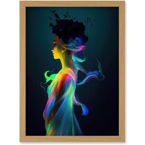 Artery8 Nature Fairy In Colourful Fluorescent Light Dress Artwork Framed Wall Art Print A4 in Light Oak Light Oak Artery8 Nature Fairy In Colourful Fluorescent Light Dress Artwork Framed Wall Art Print A4 in Light Oak Light Oak