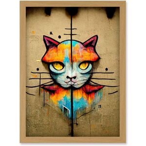 Artery8 Vibrant Symmetrical Street Art Mural Graffiti Cat Artwork Framed Wall Art Print A4 in Light Oak Light Oak Artery8 Vibrant Symmetrical Street Art Mural Graffiti Cat Artwork Framed Wall Art Print A4 in Light Oak Light Oak