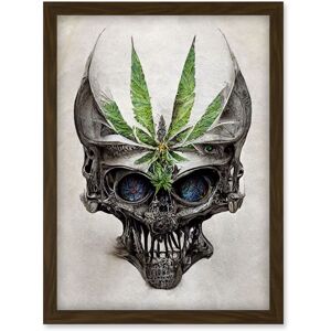 Artery8 Alien Skull With Marijuana Leaf Colour Pencil Illustration Artwork Framed Wall Art Print A4 in Brown Brown Artery8 Alien Skull With Marijuana Leaf Colour Pencil Illustration Artwork Framed Wall Art Print A4 in Brown Brown
