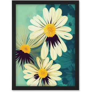 Artery8 Abstract Illustration Daisy Blossoms Flowers Painting Artwork Framed Wall Art Print A4 in Black Black Artery8 Abstract Illustration Daisy Blossoms Flowers Painting Artwork Framed Wall Art Print A4 in Black Black