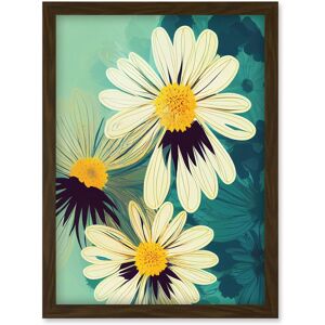 Artery8 Abstract Illustration Daisy Blossoms Flowers Painting Artwork Framed Wall Art Print A4 in Brown Brown Artery8 Abstract Illustration Daisy Blossoms Flowers Painting Artwork Framed Wall Art Print A4 in Brown Brown