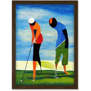 Artery8 Abstract Surreal Modern Golf Golfing Couple Playing Artwork Framed Wall Art Print A4 in Brown Brown Artery8 Abstract Surreal Modern Golf Golfing Couple Playing Artwork Framed Wall Art Print A4 in Brown Brown
