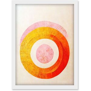 Artery8 Boho Abstract Line Painting Pastel Patterned Autumn Circles Of Pink, Yellow & Orange Artwork Framed Wall Art Print A4 in White White Artery8 Boho Abstract Line Painting Pastel Patterned Autumn Circles Of Pink, Yellow & Orange Artwork Framed Wall Art Print A4 in White White