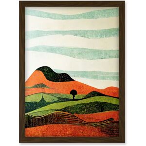 Artery8 Abstract Eclectic Tangerine & Olive Nature Landscape Linocut Illustration Artwork Framed Wall Art Print A4 in Brown Brown Artery8 Abstract Eclectic Tangerine & Olive Nature Landscape Linocut Illustration Artwork Framed Wall Art Print A4 in Brown Brown